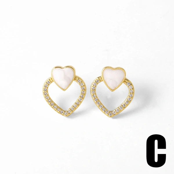 AS jewelry European and American new shell copper plated 18k gold love heart-shaped earrings earrings earrings female era246