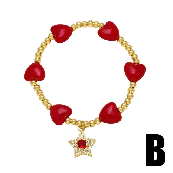 AS jewelry European and American red love star cherry pendant bracelet beaded hand jewelry brj06 bracelet