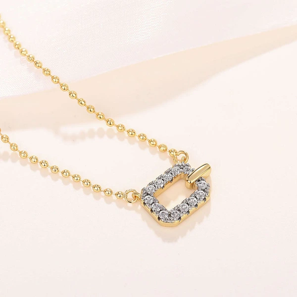  Fashion OL simple necklace geometric hollow design pendant light luxury daily versatile bead chain necklace