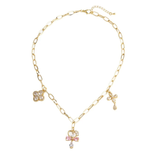 AS jewelry hot inlaid zircon cross pendant necklace accessories female gold-plated clavicle chain nkn05