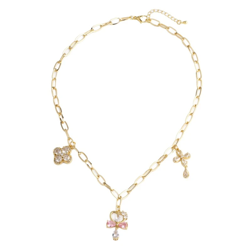 AS jewelry hot inlaid zircon cross pendant necklace accessories female gold-plated clavicle chain nkn05
