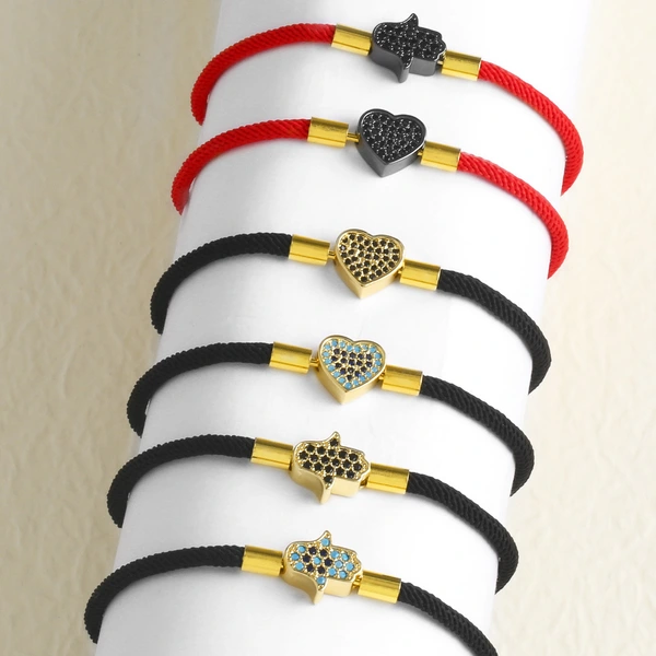 AS jewelry European and American hot selling love palm copper plated 18k gold pendant adjustable bracelet hand rope female bra34