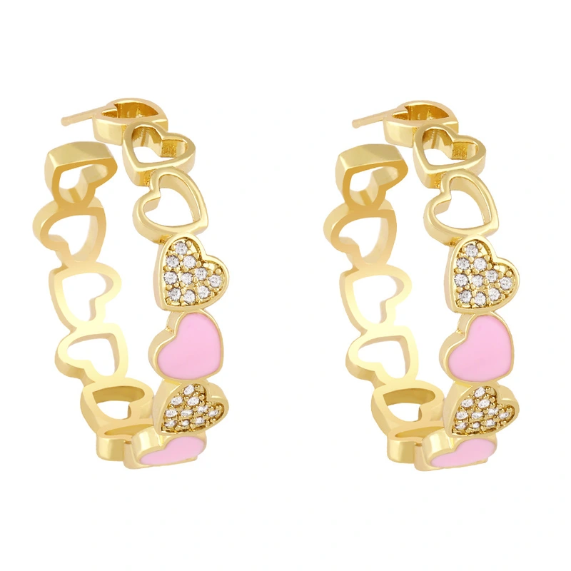 Clearance sale European and American exaggerated large earrings C-shaped hollow love earrings female net red peach heart earrings ery80