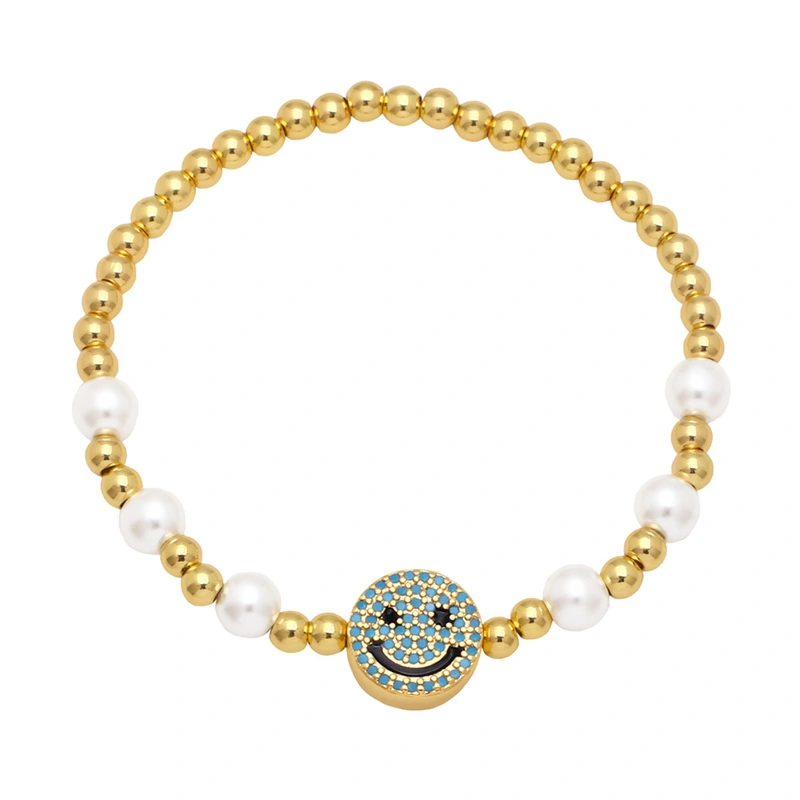Clearance simple personality pearl bracelet women's European and American smiley face expression hand jewelry temperament Internet celebrity bracelet wholesale brg81