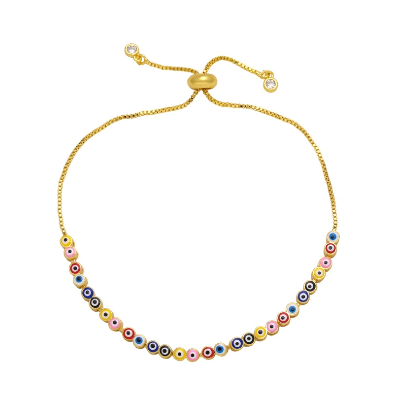 European and American style devil eye bracelet women's fashion colorful oil drop eye adjustable pull bracelet brj09