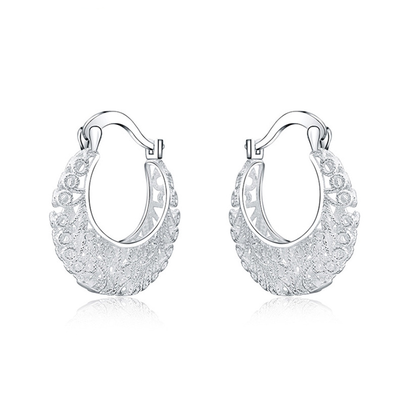 European and American Temu popular earrings retro hollow woven pattern earrings female openwork metal circle earrings