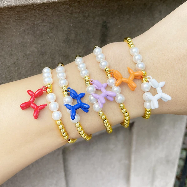 Clearance European and American style fashion pearl bracelet female Internet celebrity niche trend cute sweet balloon dog bracelet bre43