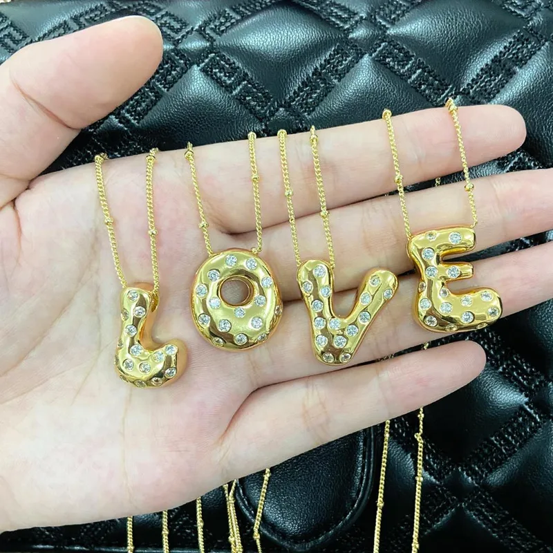 AS jewelry new fat 26 English letters pendant necklace gold-plated zircon clavicle chain nkq97