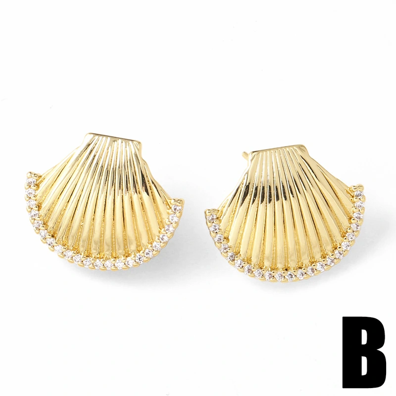 AS jewelry inlaid pearl shell copper plated 18k gold earrings earrings earrings female era235