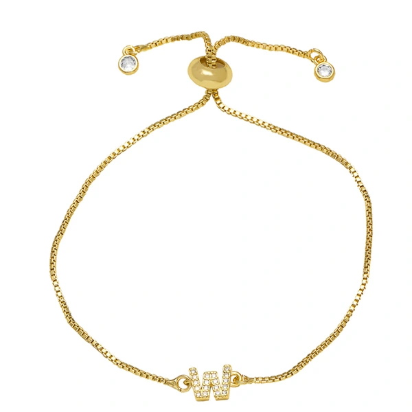 AS jewelry full zirconium 26 English letters bracelet copper plated real gold adjustment jewelry brm62