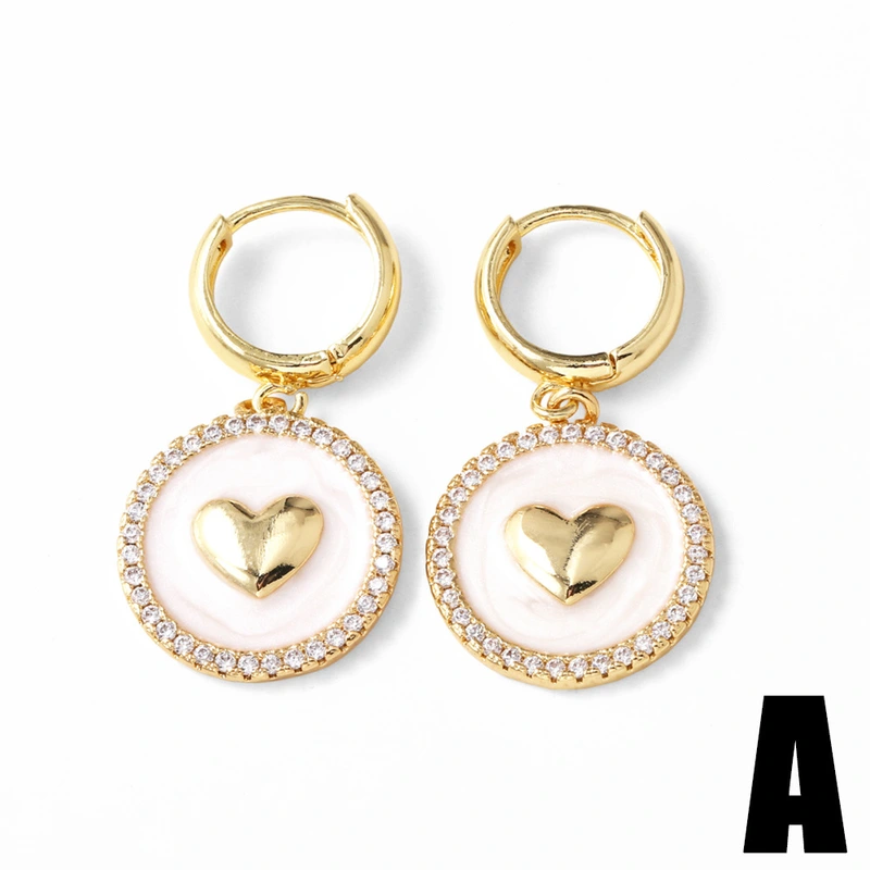 AS jewelry new oil drop red love peach heart earrings ear buckle earrings female erv80 ring