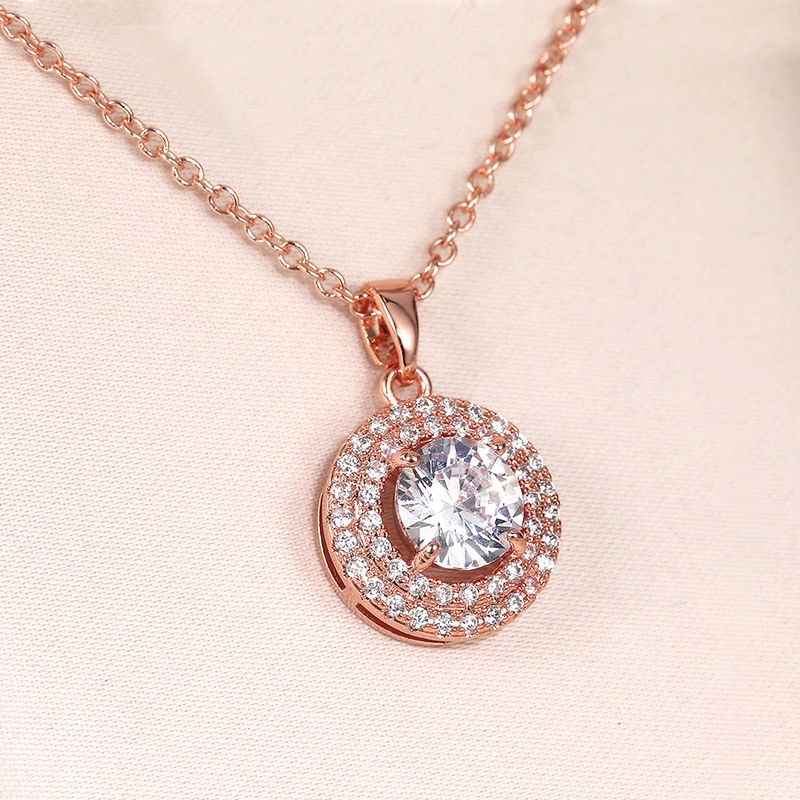 New necklace hot selling copper plated rose gold full inlaid zircon necklace jewelry manufacturers wholesale
