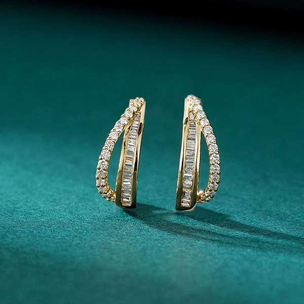  European and American simple line earrings fashionable design inlaid zircon jewelry popular hot earrings