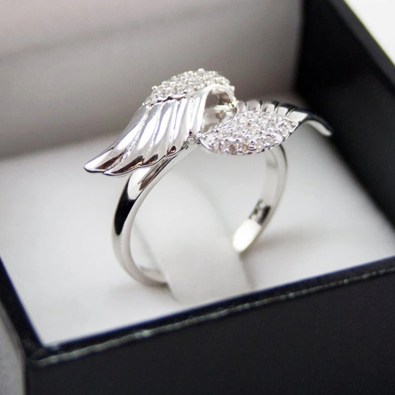 European and American new ring creative angel wings zircon women's ring manufacturers wholesale