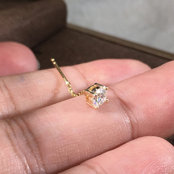 South Korea's Dongdaemun new style earrings simple temperament square diamond zircon earrings female trendy face slimming earrings