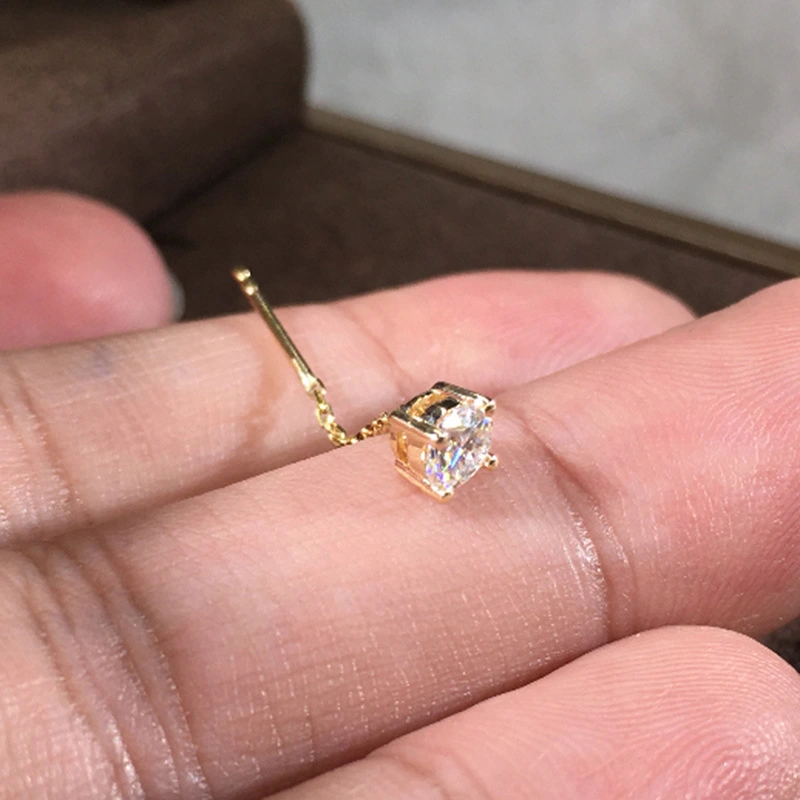 South Korea's Dongdaemun new style earrings simple temperament square diamond zircon earrings female trendy face slimming earrings