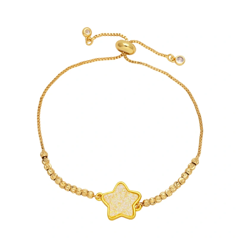 Hot selling bracelet women's style European and American simple five-pointed star gold-plated adjustable pull bracelet brc42