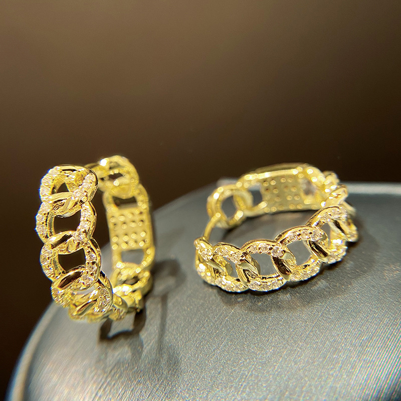   French-style earrings for women, sparkling hoop design, niche and elegant popular jewelry