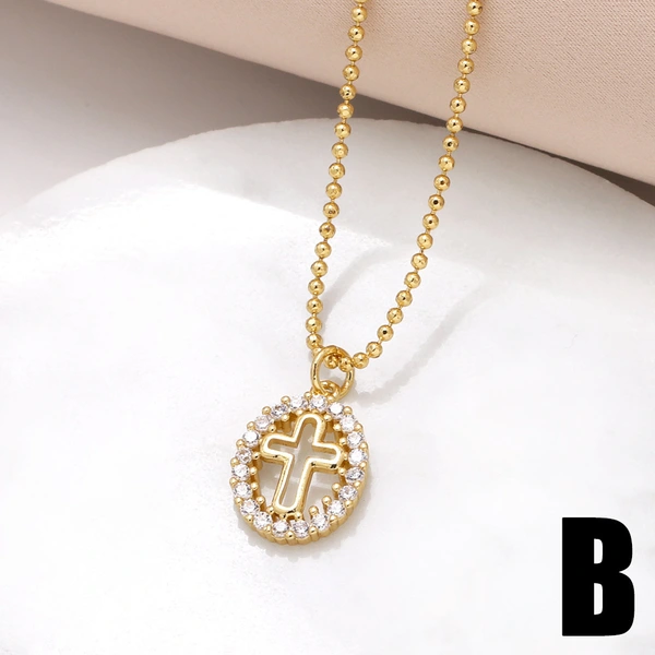 AS jewelry love cross pendant necklace gold-plated zircon inlaid Our Lady clavicle chain nkb101