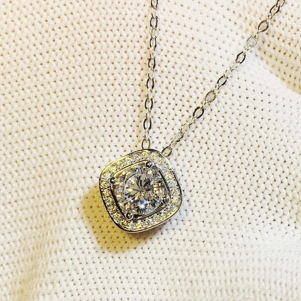  Live source square diamond geometric micro-inlaid necklace sugar cube Korean version wish women's necklace