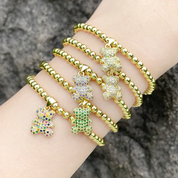 Hot selling personality cute bear bracelet women fashion retro elastic beaded bracelet jewelry brk56