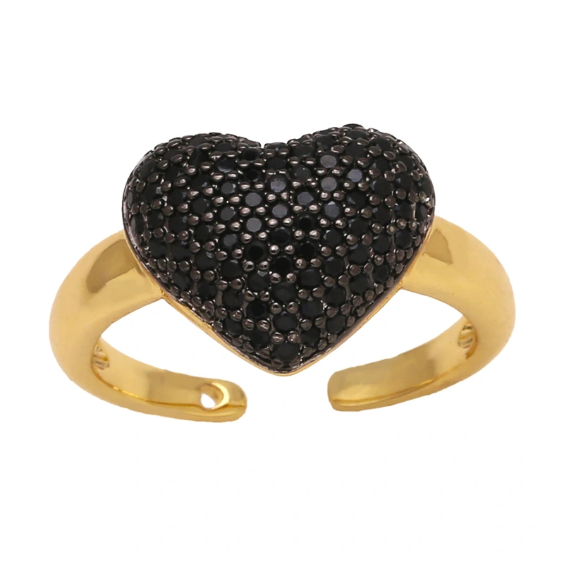 Clearance European and American inlaid colored zircon love ring female personality all-match gold-plated open ring rin14