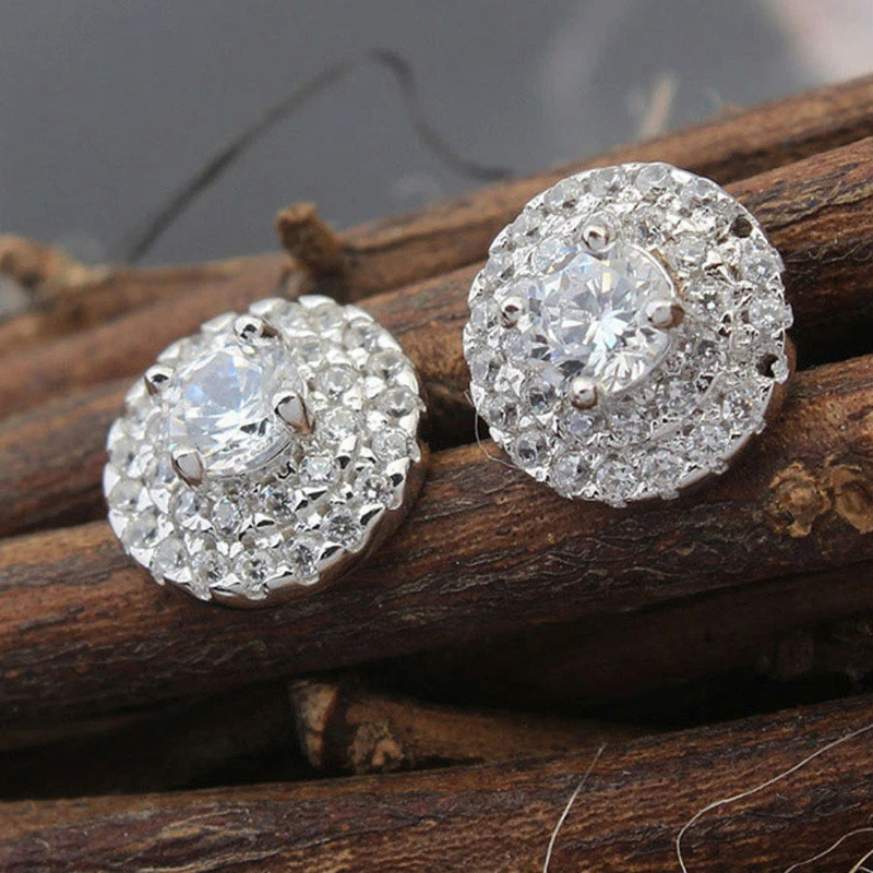   Hot selling new luxury full diamond micro inlaid zircon earrings European and American banquet engagement earrings earrings