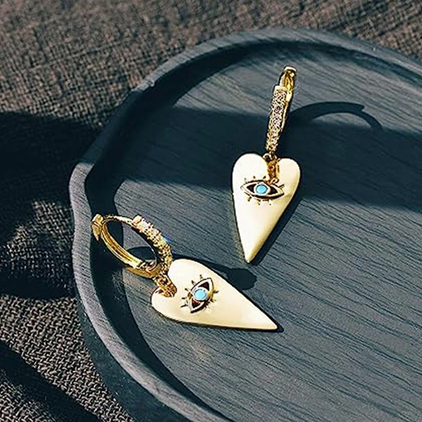 European and American fashion design earrings for women, heart-shaped eyes, mysterious earrings, micro-inlaid zircon earrings