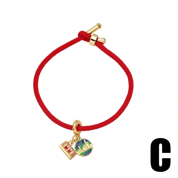 AS jewelry red bracelet gold-plated oil drop earth camera travel bracelet bre02
