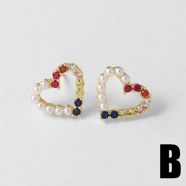 AS jewelry new pearl starfish love earrings copper plated 18k gold micro inlaid zircon earrings earrings ery63