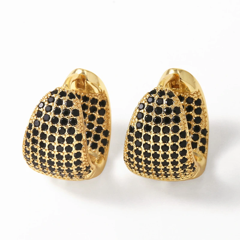 AS jewelry hot selling colored zircon copper plated real gold irregular earrings ear buckle female era090