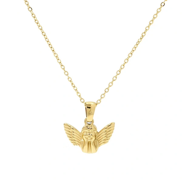  European and American light luxury necklace new three-dimensional angel cute pendant retro metal sense female necklace