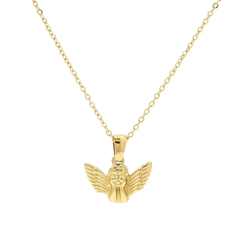  European and American light luxury necklace new three-dimensional angel cute pendant retro metal sense female necklace