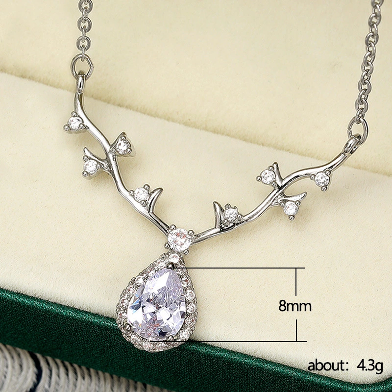 Korean style necklace for women, short deer antler diamond necklace, simple clavicle necklace for women