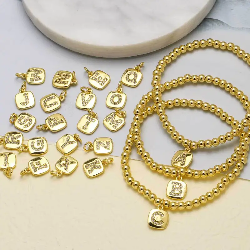 AS jewelry hot selling square 26 English letters pendant bracelet female beaded bracelet brf55