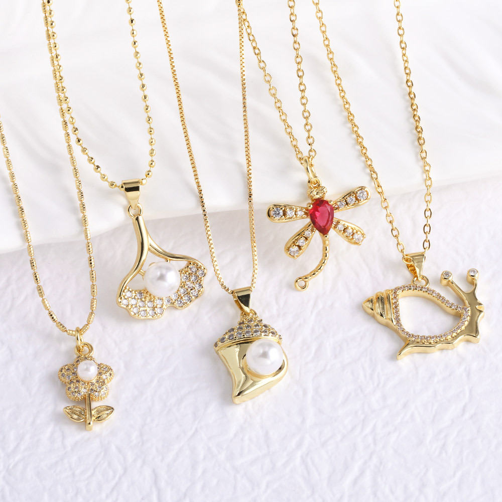 AS jewelry pearl flower dragonfly pendant necklace sweater chain nks38 necklace