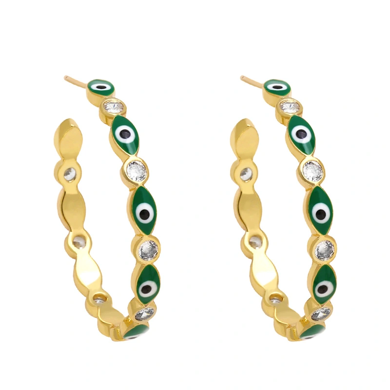 Clearance European and American jewelry color oil drip devil eye earrings fashion personality geometric C-shaped earrings earrings ert52