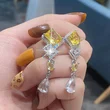 French light luxury square diamond tassel earrings for women niche design internet celebrity inlaid zircon earrings temperament accessories