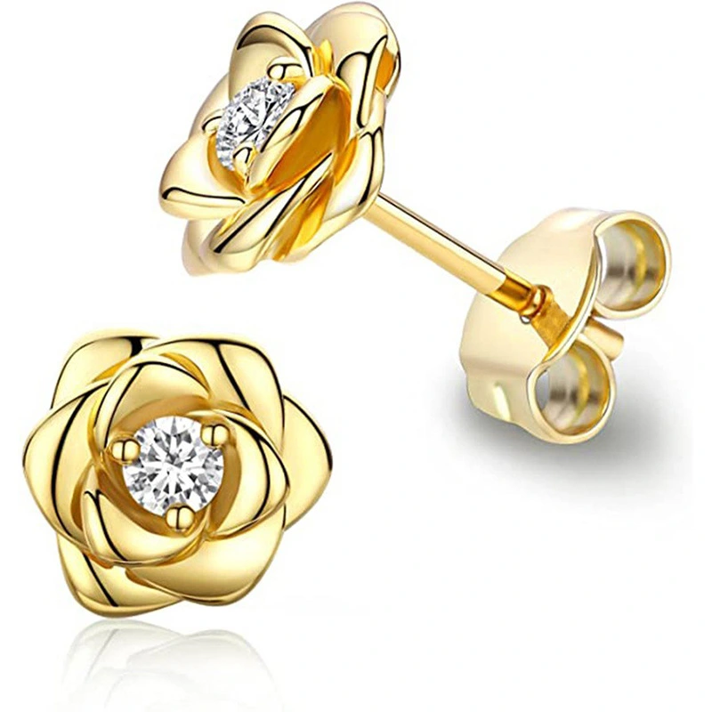 Rose series small fragrance style earrings flower design exquisite fashion sweet style versatile temperament earrings