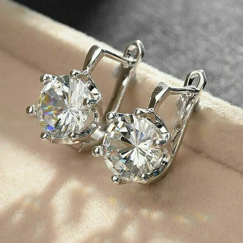 Korean round super flash zircon earrings simple and versatile classic crystal earrings fashionable OL earrings wholesale