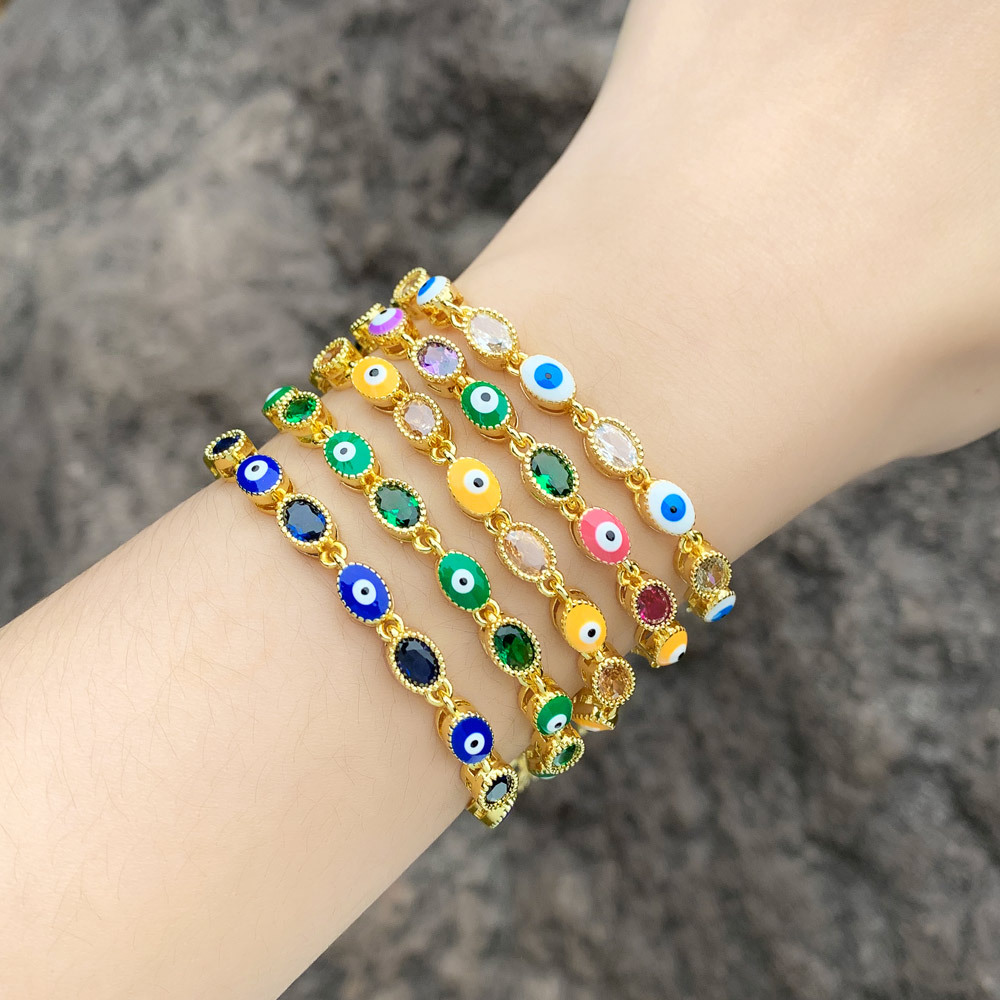 European and American new evil eye bracelet female fashion personality color drop oil evil eye bracelet brk48