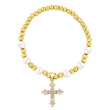 Clearance high-end cross pendant bracelet beaded pearl bracelet female niche girlfriends hand jewelry wholesale brj82