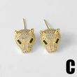AS Jewelry Hot Selling Micro-Inlaid Zircon Leopard Head Earrings Copper Plated 18k Gold Earrings Et02