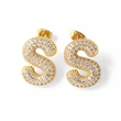 AS jewelry hot selling 26 English letters earrings gold-plated full zircon earrings female era009