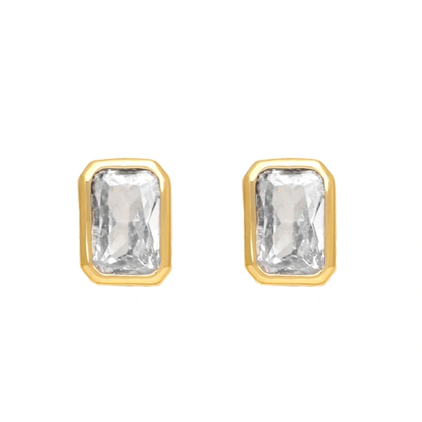 Sparkling diamond color rectangular zircon earrings sweet simple versatile small exquisite earrings earrings female erq42