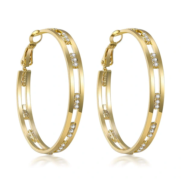  European and American style domineering women's earrings strong woman professional line earrings large hoop micro-inlaid women's earrings