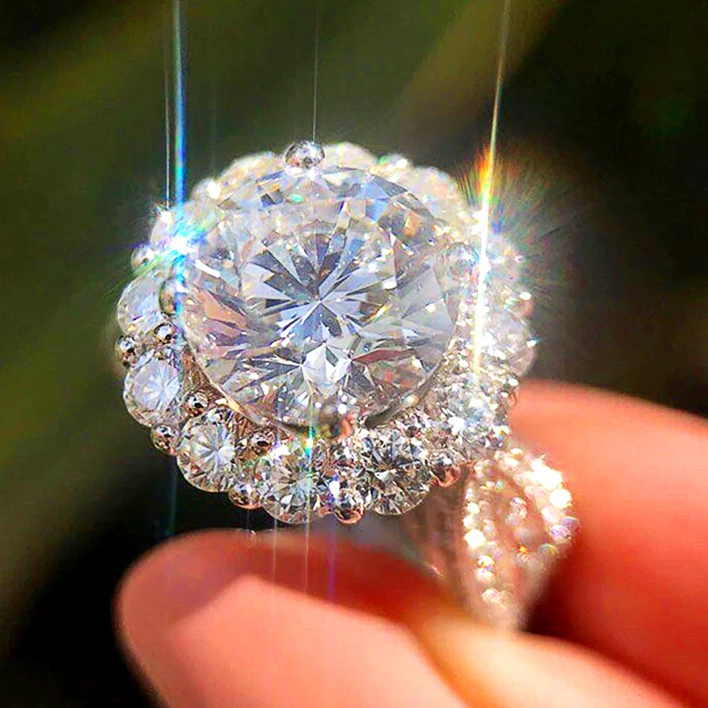 Hot selling new style women's micro-encrusted diamond ring flower ring jewelry wholesale