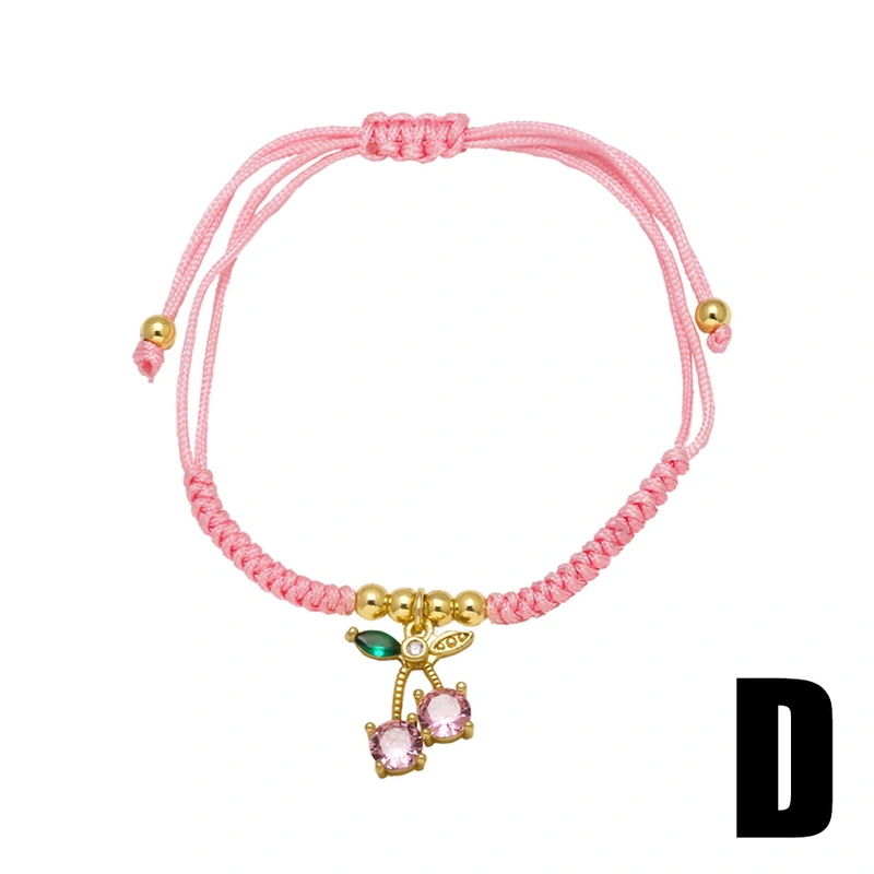 AS jewelry popular fruit cherry pendant bracelet female woven adjustable hand rope brd94