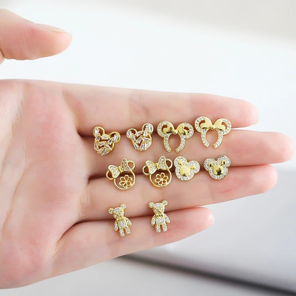 European and American new simple sweet bear earrings net celebrity cute versatile exquisite earrings student earrings ert28