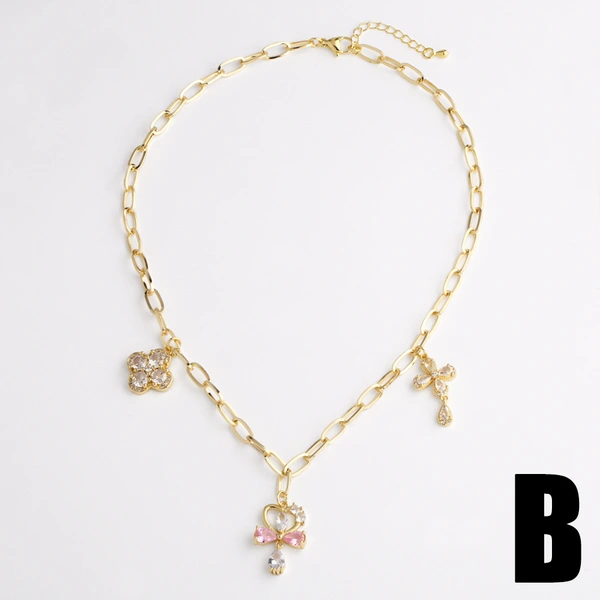 AS jewelry hot inlaid zircon cross pendant necklace accessories female gold-plated clavicle chain nkn05